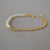 Urok bransolety koreańskie modne akcesoria długość regulowana bransoletka lśniący łańcuch cyrkonu słodkowodne spółek perłowy dziewczyna biżuteria kobiety