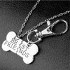New Fashion Gold Silver Color Dog Bone Friends Charm Necklace & Keychain Handstamped Bones Friendship Jewelries256J