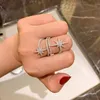 Unique étoile diamant cz bague or blanc rempli de fiançailles bagues de mariage pour les femmes mariée Vintage fête bijoux