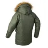 Vestes pour hommes Bomber militaire tactique Parka Pilot Veste à capuche en duvet Col en plumes Plusieurs poches pour hommes - Manteau d'hiver à 20 degrés