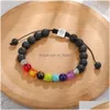 Cuentas 7 Chakra Pulsera de cuentas Cuentas de piedra natural Yoga Aleación Metal Sier Plateado Elefante Pulseras con dijes Amistad Joyería Gota Deliv Dh3Yg