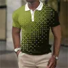 2024 폴로 남성 폴로 셔츠 골프 셔츠 격자 무늬 턴 다운 3D 프린트 티 스트리트웨어 짧은 슬리브 버트 론드 다우드 캐주얼 블라우스 230609 S 스포츠