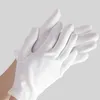 24 çift beyaz eldiven saf pamuklu görgü ince oyun tabağı boncuk kumaş çalışan erkekler ve kadınlar işgücü koruma aşınması direnç 2347