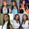 Hair Bulks Aopusi Straight Bundles With Frontal Human Brazilian Weaving 13X4 Lace Extensions 230609