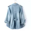 Women's Jackets Korean Loose Denim Cape Coat Female Jacket Double-Breasted Suit Colllar Big Size Women Windbreaker A-Line