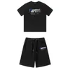 Ontwerper zomer nieuw Trapstar London Archer T-shirt met korte mouwen set Chenille decoderen black ice 2.0 heren ronde hals T-shirt shorts ademend ontwerp V3ez#