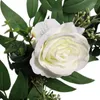 Decorative Flowers 18 Inch Silk Fabric Rose Willow Leaves Artificial Evergreen Wreaths Home Decor Wedding Door Decoration