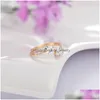 Z bocznymi kamieniami moda podwójne serce fl otwarty pierścień cyrkon Regulowane pierścienie otwierające ślub dla damskiej biżuterii wysokiej jakości DHSVX