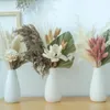 Dekorativa blommor 1set Diy Dry Palm Fan Leaf Torkad Natural Plant Leaves Party Wedding Arrangement Flower With Vase Room Decoration