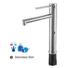 Bathroom Sink Faucets Tall Taps Stainless Steel Basin Mixer Tap Cloakroom Silver