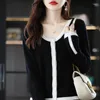 Women's Knits BELIARST Women's Colorblock Cardigan Spring /Autumn Knitted Cropped Top Merino Wool Jacket Casual Fashion Ladies