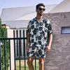Men's Casual Shirts Men's Shirt Suit Trend Short Printed Hawaiian Beach Handsome Sleeved Shorts Large Floral Two-pi