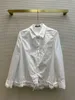 Damesblouses Overhemden Ontwerper high-end 23 vroege lente exquise zachte kanten rand stiksels wit overhemd van gewassen puur katoen DYLR