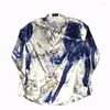 Männer Casual Hemden ERD Für Männer Kleidung Sommer Kleidung Blusen Frauen Mode 2023 Vintage Seide Farbe Blocking Design