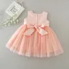 Abiti da ragazza Matrimoni rosa Flower Baby Dress 1 2 anni Compleanno Abiti formali 18 mesi Toddler Vestido RBF184006