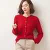 Delle donne Maglieria 2023 di Autunno della Molla Pura Lana di Cachemire Cardigan Delle Donne O-Collo Camicia Maglia Hollow Solid Giacca di Modo Allentato cappotto femminile