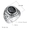 Cluster Rings Black Vintage Big Opals Ring For Men/Women Anel Masculino Brand Retro Silver Color Jóias Atacado Biker Anelli