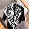 Scarves Striped Print Twill Silk Scarf Women 90CM Square Wraps Shawl Hijabs Bandana Handmade Curled Head