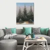 Handcrafted Canvas Artwork Landscape Fir Trees in The Snow by Caspar David Friedrich Painting for Bathroom Contemporary