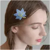 Hårklämmor Barrettes Maple Leaf broderi Sykläder järnvägar Klädtillbehör Diy Hairpin Band Tygklistermärken Drop Deliv Dh672