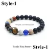 Beaded Eight Planets Bracelet Strands Natural Stone Universe Solar System Yoga Bracelets For Mens Women Jewelry Drop Delivery Dhwba