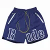 Shorts Masculino um Designer Men Rh Limited Rhude Shorts Summer Swim Curto Na Altura Do Joelho Hip Hop High Street Treinamento Esportivo Calças de Praia Masculina Elástica Waistajjy