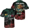 Camisetas masculinas 2023 Nome personalizado Love MÉXICO Country Mexican Aztec Impresso em 3D Baseball Jersey Camisa de verão Tops masculinos Tee oversized