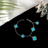 pulseira de trevos joias da moda feminina pulseira feminina trevo de folha azul pulseiras de prata corrente fina pulseira de aço inoxidável