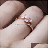 Band Rings Leaf Form Cubic Zircon Högkvalitativ fingerring för kvinnor Fashion Jewelry Party Gifts grossist Drop Delivery DH3VP