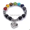 Perline Nuovo arrivo 7 Chakra Bracciale Uomo Guarigione Nce Perline Reiki Buddha Preghiera Pietra naturale Yoga Per le donne Consegna goccia Gioielli Reggiseno Dhmhq