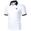 Mens Polos Eagle Print Polo Shirts Short Sleeve Contrast Summer Streetwear Casual Fashion Tops 230609