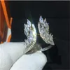 3 colors Angel wings ring Real Silver Color AAAAA Cz Engagement Wedding Band Rings for women Bridal Fashion Party Jewelry