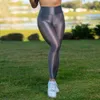 Leggings femininas Verão brilhante Veja através da cintura alta Sexy Leggings Sexy calças de ioga brilhantes calças de cetim apertadas 230609