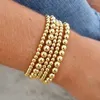 링크 브레이슬릿 Sinleery Ball Bangle Gold Color Round Bead for Women Fashion Jewellry 액세서리 선물 커플 SL167 SSB