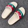 متشابكة الفاخرة G slippers خطوط خضراء حمراء مسطحة مطاطية بيضاء قدم جلدية شرائح ويب