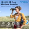 Apexel Optics Zoom Binoculars, длительный диапазон 10-30x50 высокая мощность HD телескоп, 0,86 дюйма/22 мм, водонепроницаемый бинокль с большим количеством окуля