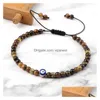 Ketting Handgemaakte Gevlochten Evil Blue Eye Armband 4Mm Natural Black Matte Lava Stone Bead Armbanden Voor Vrouwen Mannen Drop Levering Sieraden Dhiim