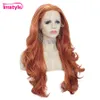 Koronkowe peruki immstyle syntetyczna przednia peruka imbirowa blond pomarańczowy długi falujący brokat dla kobiet impreza cosplay 230609