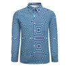 Camisas casuais masculinas Geometria abstrata Man Ice Mint Print Camisa de manga comprida Moda Harajuku Blusas Roupas gráficas de primavera Tamanho grande