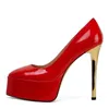 Sukienka buty czerwona platforma płytkie pompki biurowe panie poślizgną