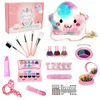 Kids Cosmetics Toys Girls Play House Nail Polish Manicure Makeup Star Shoulder Bag Set Pretend Toy Birthday Gifts For Children