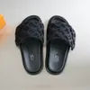 Designer-Hausschuhe der Marke Man Slides, schwarze flache Sandalen mit Pool-Kissen, Sunset, gepolsterter Vorderriemen, Pantoletten für Damen, modische Slide-Größe, einfach zu tragender Stil