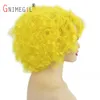 Gul peruk cosplay syntetisk peruk kort lockig hårdräkt peruk för kvinna hög temperatur afro lockar klä upp fest funfactory d