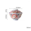 Bowls Japanese Ceramic Tableware Stew Pot Soup Bowl With Lid Small Household Water-proof Cup Single Bird's Nest 1PC