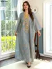 Etnik Giyim Muhteşem Partisi Kadınlar İçin Gece Elbise Dubai Müslüman Vintage Sequin Altın İplik Nakamı Abaya Fas Kaftan Siskakia