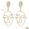 Dangle Chandelier Fashion Retro Simple Alloy Gold Plating Hollow Big Face أقراط للنساء