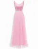 Long Sweety Formal Evening Dresses Sequined Scoop A-Line Tulle Plus Size Prom Party Gowns 15