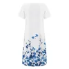 Casual Dresses Dress for Women Summer Stripe Button V Neck Kort ärmficka Lång semester Floral Wrap