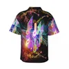 Men's Casual Shirts Men's Short-sleeved Colorful F Waves And Music Notes Shirt Beach Clothes Personality Tops