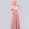 Abbigliamento etnico Moda femminile Abaya Turco Islamico Ruffle Pieghe Hijab Abito Stampa floreale Donna Abito Musulmane Kaftan Musulmano Lungo